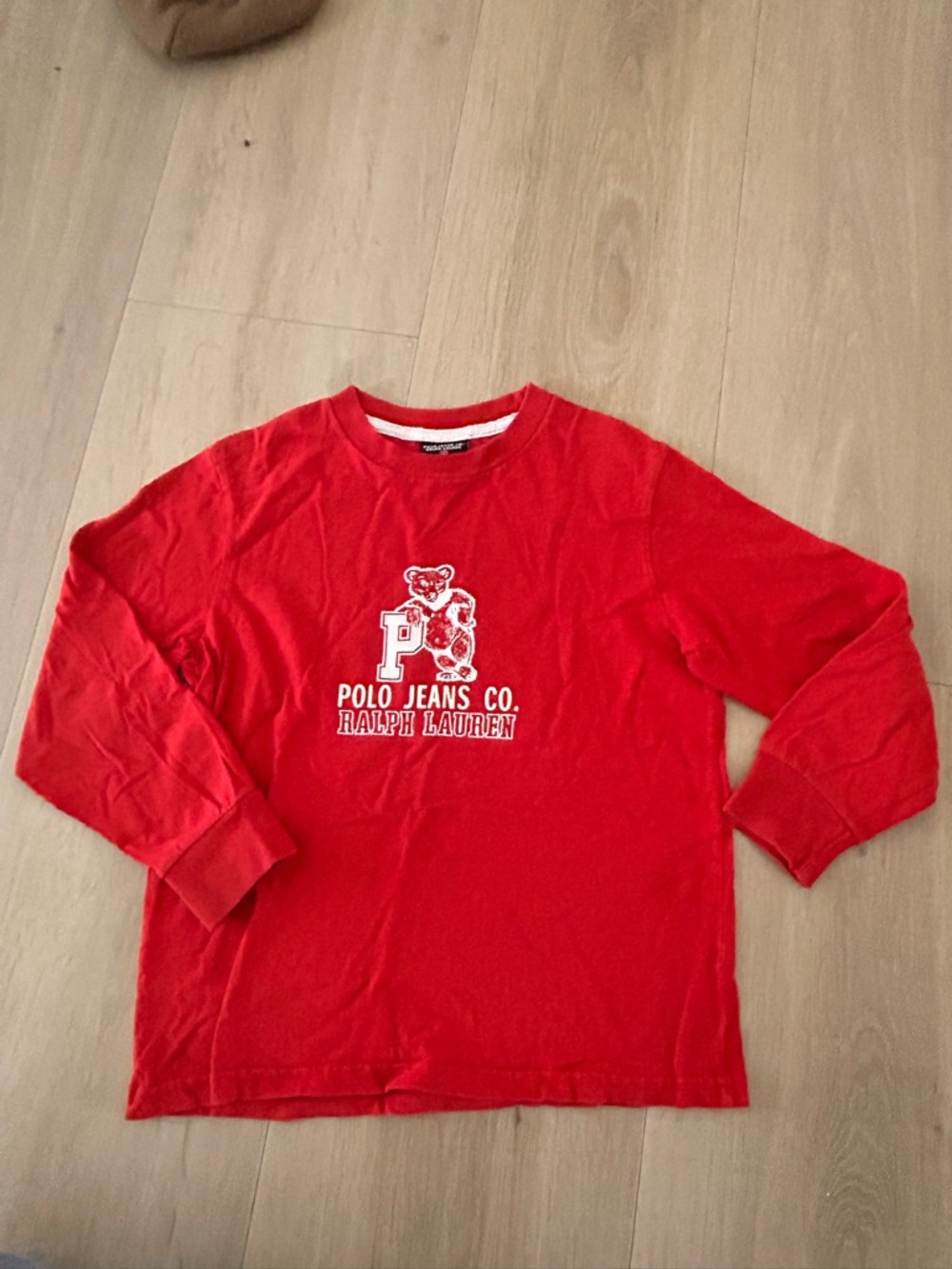 Ralph Lauren Polo Jeans Co. Kids' Red Long Sleeve Tee size 6 youth vintage